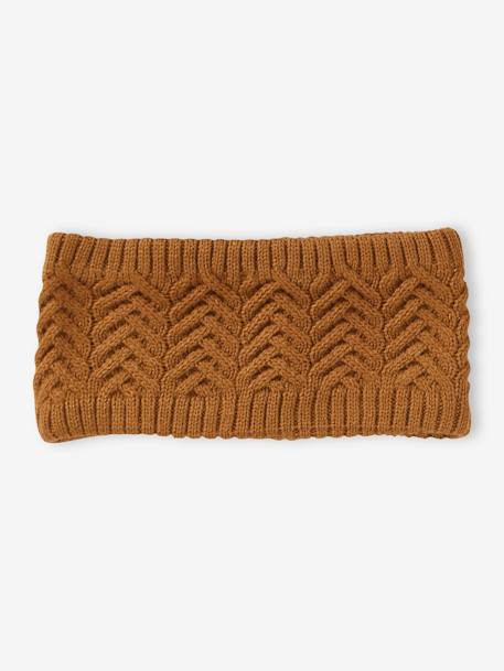 Ensemble bonnet + snood + moufles/mitaines en maille torsadée garçon ocre+vert sapin 6 - vertbaudet enfant 