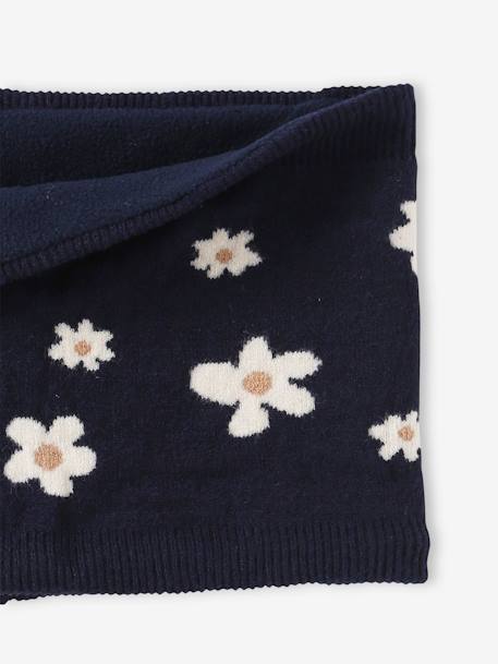 Snood fille avec motifs marguerites en jacquard marine 2 - vertbaudet enfant 