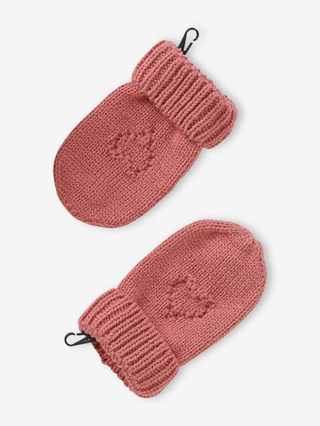 Ensemble bébé fille bonnet + snood + moufles coeurs vieux rose 4 - vertbaudet enfant 