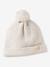 Ensemble fille en maille côtelée bonnet + écharpe + moufles/mitaines beige chiné+vieux rose 4 - vertbaudet enfant 