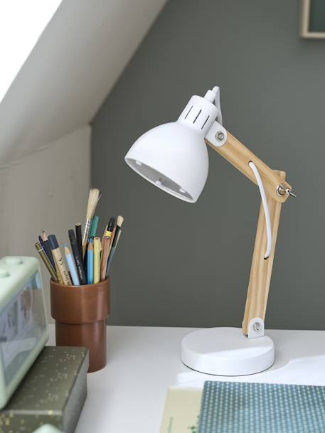 Lampe de bureau bois et métal blanc+rose 4 - vertbaudet enfant 