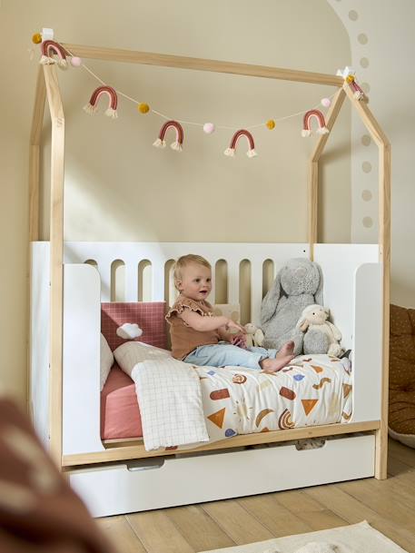 Lit bébé Cabane LIGNE COCONUT transformable en banquette blanc+Sable 9 - vertbaudet enfant 