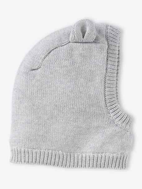 Cagoule bébé fille en maille côtelée doublée sherpa gris chiné 1 - vertbaudet enfant 