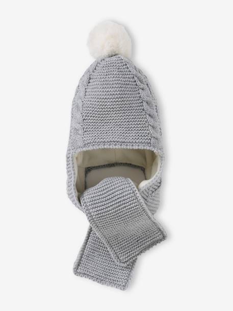 Bonnet/écharpe 2 en 1 torsades et coeurs bébé gris chiné 3 - vertbaudet enfant 