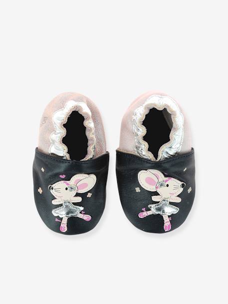 Chaussons cuir souple bébé Dancing Mouse 890272-10 ROBEEZ© rose 2 - vertbaudet enfant 