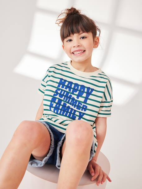 T-shirt mixte enfant capsule famille marin rayé vert 5 - vertbaudet enfant 