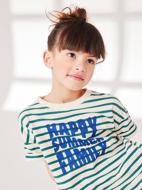 T-shirt mixte enfant capsule famille marin rayé vert 4 - vertbaudet enfant 