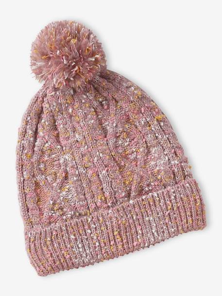 Ensemble bonnet + snood + moufles/mitaines torsadé fille mauve 3 - vertbaudet enfant 