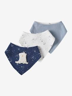 Lot de 3 bavoirs bandanas en gaze de coton  - vertbaudet enfant