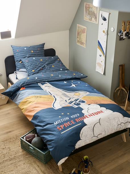 Parure enfant housse de couette + taie d'oreiller avec coton recyclé SPACE ADVENTURE multicolore 7 - vertbaudet enfant 