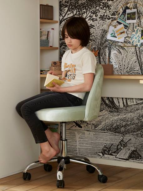 Chaise de bureau à roulettes enfant en velours Bleu/vert+rose poudré+vert d'eau 13 - vertbaudet enfant 