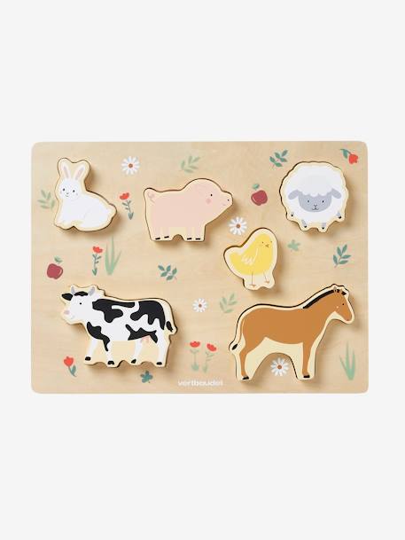 Puzzle chunky tactile en bois FSC® Ferme+Forêt 1 - vertbaudet enfant 