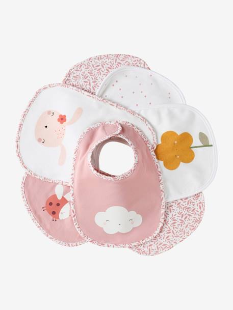 Lot de 7 bavoirs naissance en coton bio* vertbaudet Hérisson+multicolore+rose pâle+Tanzanie+vert d'eau 18 - vertbaudet enfant 