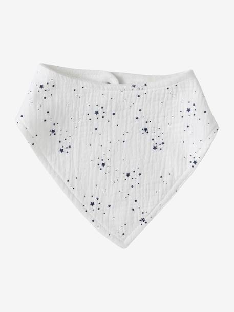 Lot de 3 bavoirs bandanas en gaze de coton beige imprimé+blanc+bleu glacier+écru+lot renard+lot vert panda+vieux rose 12 - vertbaudet enfant 