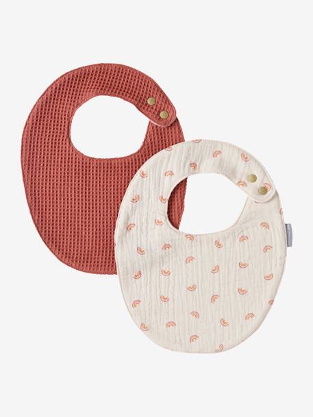 Lot de 2 bavoirs naissance bleu imprimé+terracotta 7 - vertbaudet enfant 