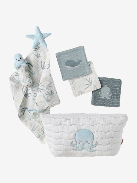 Coffret cadeau naissance SOUS L'OCÉAN bleu grisé 1 - vertbaudet enfant 