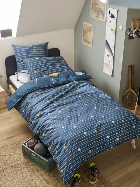 Parure enfant housse de couette + taie d'oreiller avec coton recyclé SPACE ADVENTURE multicolore 8 - vertbaudet enfant 