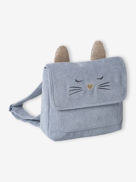 Fille-Cartable maternelle chat en velours enfant