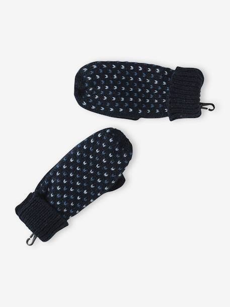 Ensemble bonnet + snood + gants ou moufles en maille jacquard tripoint garçon bleu nuit 5 - vertbaudet enfant 