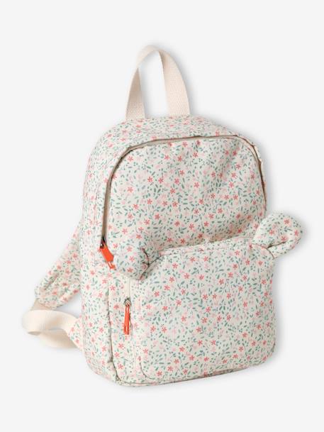 Sac à dos à fleurs maternelle fille animation oreilles ourson écru 4 - vertbaudet enfant 