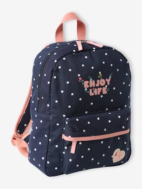 Sac à dos 'Flower power' fille avec badge brodé bleu nuit 1 - vertbaudet enfant 