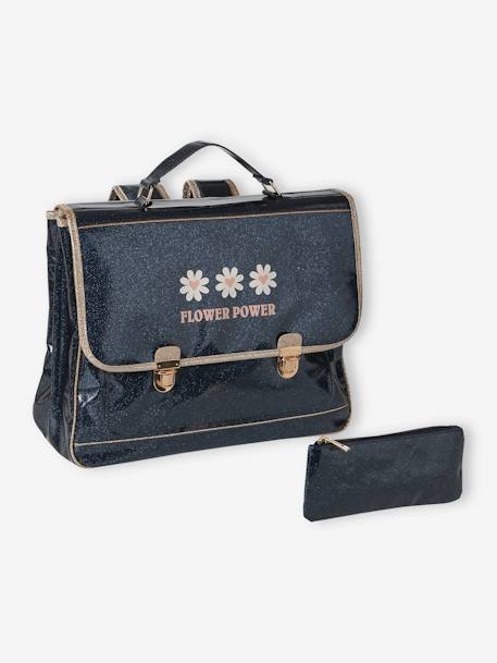 Cartable + trousse pailletés "Flower power" fille  - vertbaudet enfant