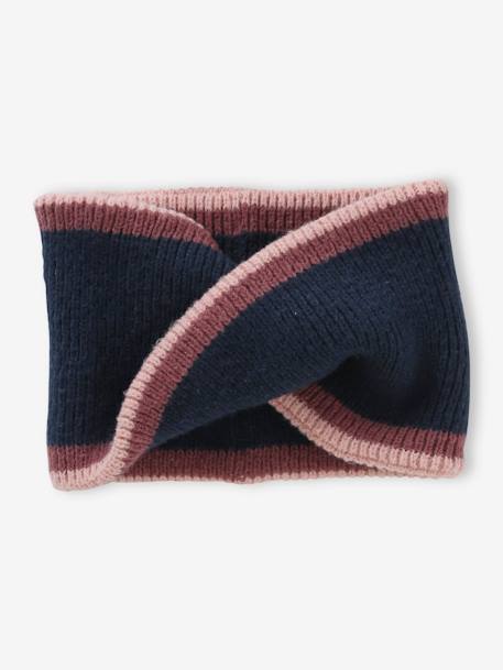 Ensemble bonnet + snood + gants ou moufles colorblock fille marine 4 - vertbaudet enfant 