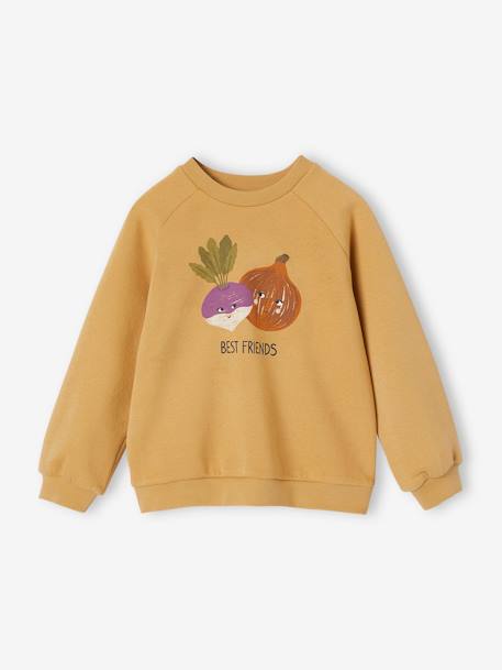 Sweat motif fantaisie fille beige+curry 10 - vertbaudet enfant 