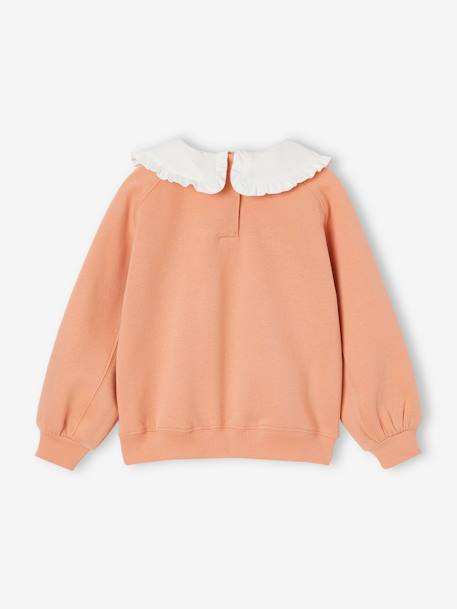 Sweat romantique col Claudine fille abricot+marine 3 - vertbaudet enfant 