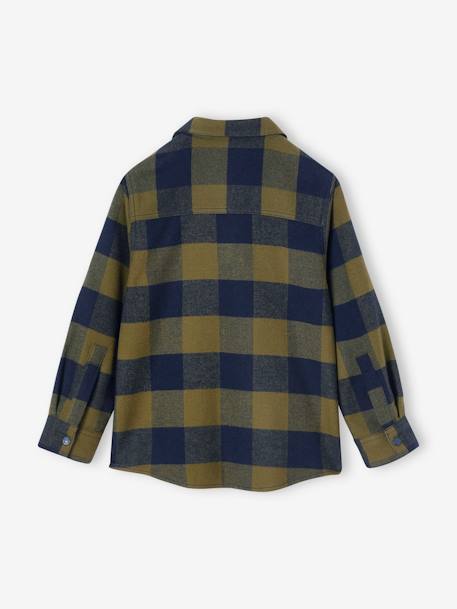 Chemise à grands carreaux en flanelle garçon olive+rouge 2 - vertbaudet enfant 