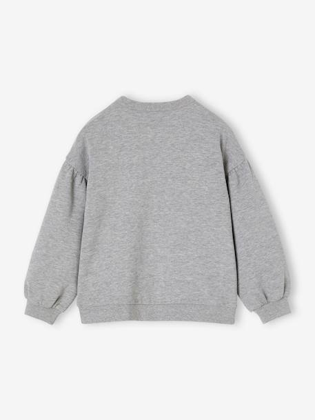 Sweat sport fille 'Hapiness' en bouclette et détails irisés fille gris chiné 3 - vertbaudet enfant 