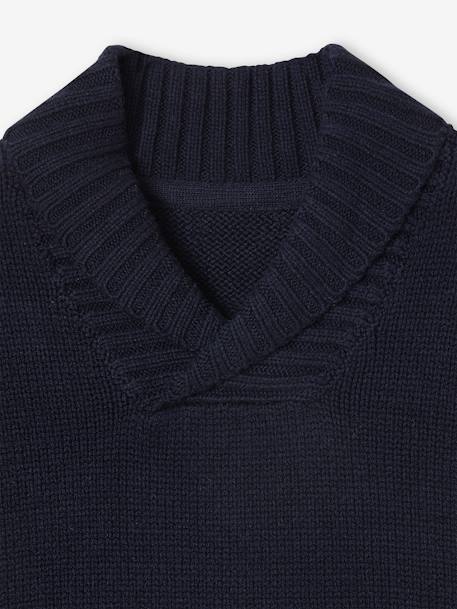 Pull col châle garçon maille moulinée marine 3 - vertbaudet enfant 