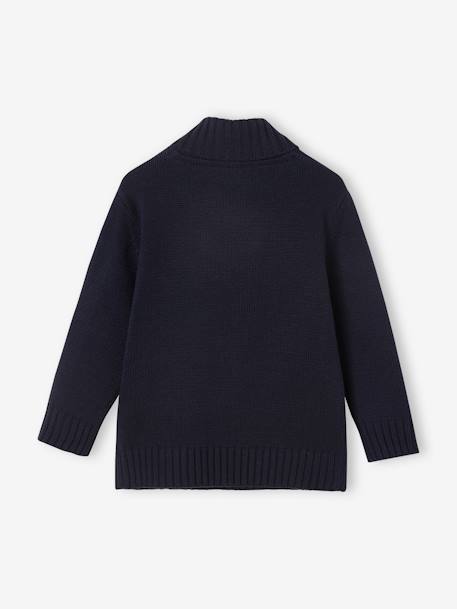 Pull col châle garçon maille moulinée marine 2 - vertbaudet enfant 