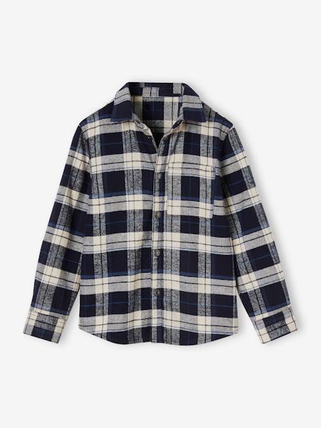 Chemise à carreaux en flanelle garçon bleu nuit 2 - vertbaudet enfant 