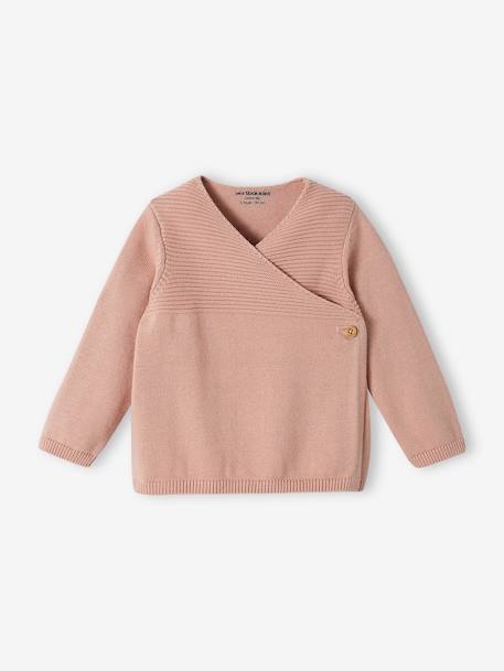 Brassière bébé naissance en tricot de coton bio bleu jean+gris chiné+rose poudré 8 - vertbaudet enfant 