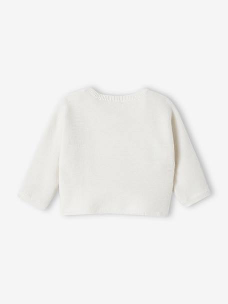 Cardigan brassière bébé en laine et coton beige chiné+blanc+rose poudré 6 - vertbaudet enfant 