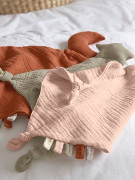 Doudou en coton bio GOTS ELHÉE rose+rouge+vert 4 - vertbaudet enfant 