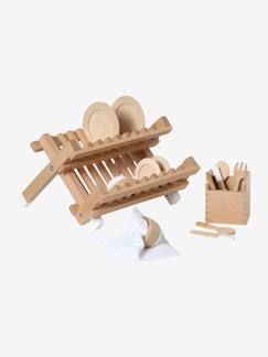 Jouet-Jeux d'imitation-Cuisines et dinette-Egouttoir + accessoires en bois FSC®