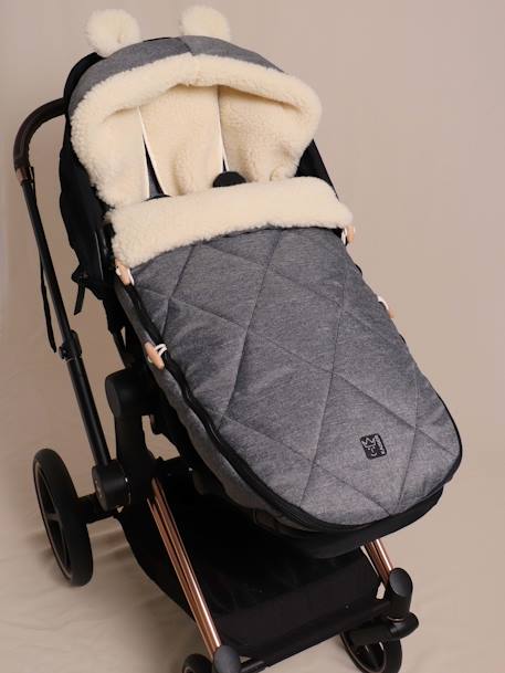 Chancelière poussette XL EARS WOOL KAISER gris+marron 1 - vertbaudet enfant 