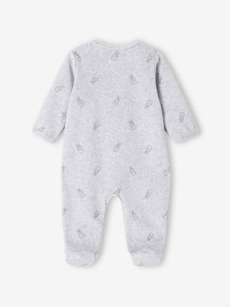 Dors-bien en velours bébé lapins ouverture naissance gris chiné 2 - vertbaudet enfant 