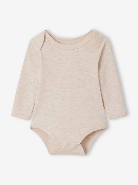 Lot de 5 bodies manches longues bébé emmanchure US cappuccino 4 - vertbaudet enfant 