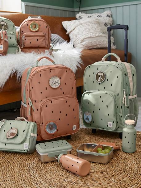 Valise à roulettes LÄSSIG Happy Prints caramel+Happy Prints olive 18 - vertbaudet enfant 