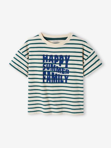 T-shirt mixte enfant capsule famille marin rayé vert 1 - vertbaudet enfant 