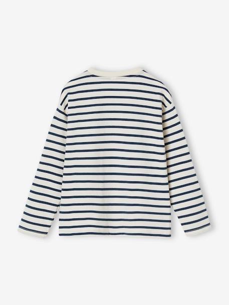 Tee-shirt fille manches longues bleu nuit+noisette+rayé bleu 9 - vertbaudet enfant 