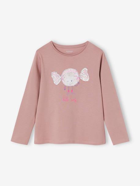 Tee-shirt fantaisie à sequins fille mauve 1 - vertbaudet enfant 