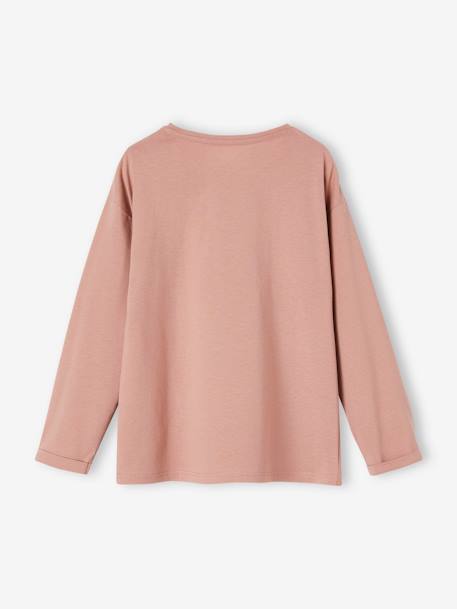 Tee-shirt 'Egérie' détails fantaisie fille manches longues beige poudré+vieux rose 9 - vertbaudet enfant 