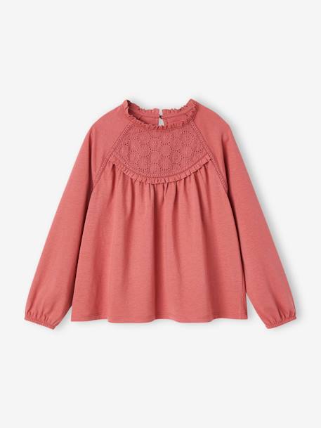 Fille-Tee-shirt blouse détail en broderie anglaise fille