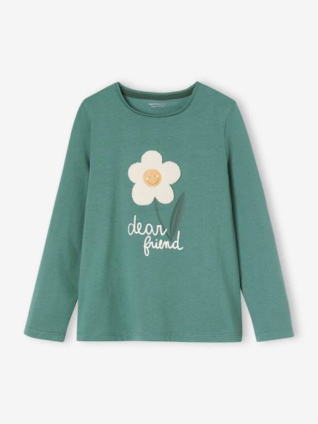 Tee-shirt fantaisie motif en relief fille manches longues  - vertbaudet enfant