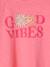 Tee-shirt 'good vibes' animation flatlock velours et fleurs fille rose bonbon 5 - vertbaudet enfant 