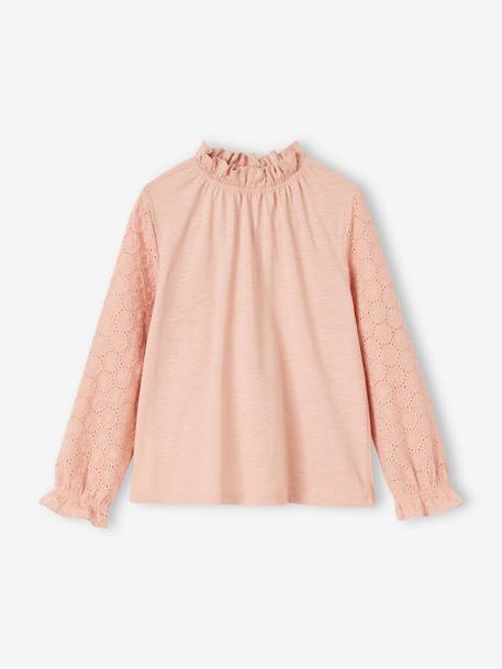 Tee-shirt manches longues en broderie anglaise fille  - vertbaudet enfant